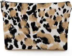 Makeup Bag Cosmetic Travel Makeup Bag Organizer Waterproof Makeup Pouch with Zipper Storage Cosmetic Pouch for Women 7x10in - Abstract Leopard Print