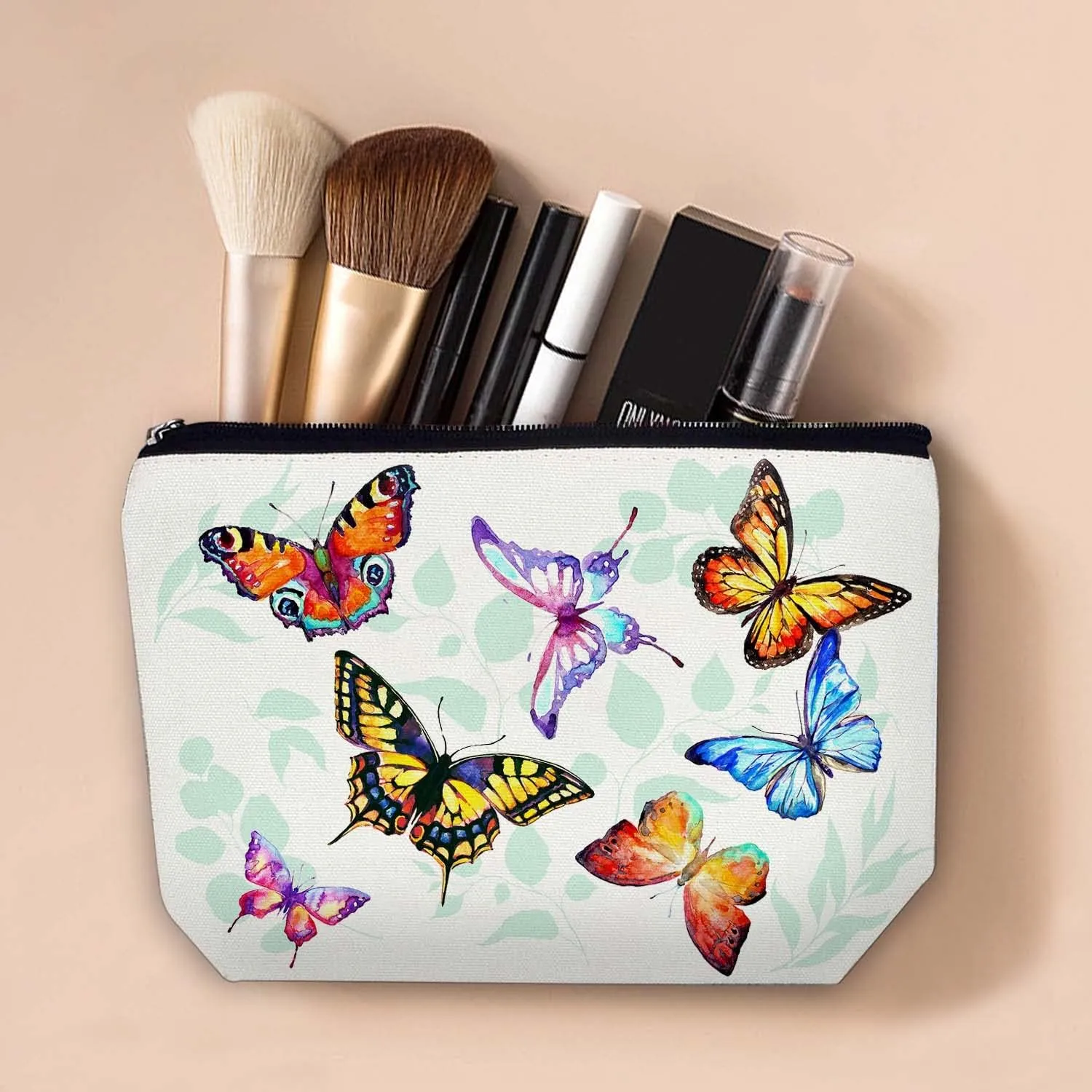 Makeup Bag Cosmetic Travel Makeup Bag Organizer Waterproof Makeup Pouch with Zipper Storage Cosmetic Pouch for Women 7x10in - Butterfly