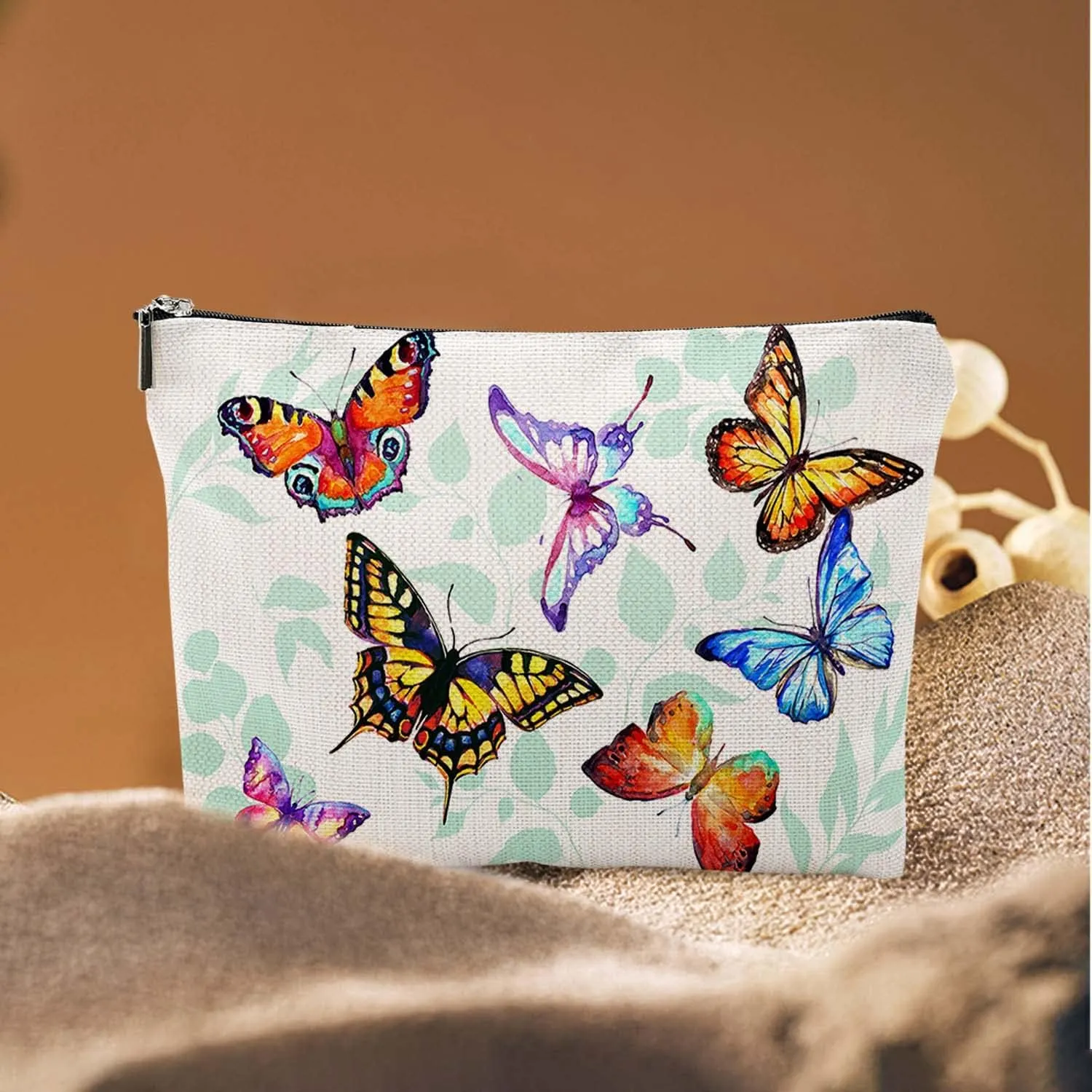 Makeup Bag Cosmetic Travel Makeup Bag Organizer Waterproof Makeup Pouch with Zipper Storage Cosmetic Pouch for Women 7x10in - Butterfly