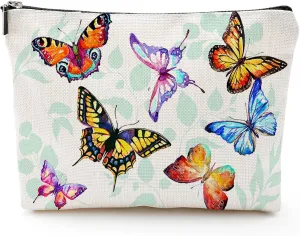 Makeup Bag Cosmetic Travel Makeup Bag Organizer Waterproof Makeup Pouch with Zipper Storage Cosmetic Pouch for Women 7x10in - Butterfly