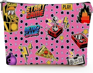 Makeup Bag Cosmetic Travel Makeup Bag Organizer Waterproof Makeup Pouch with Zipper Storage Cosmetic Pouch for Women 7x10in - Funny Game Machine Pattern