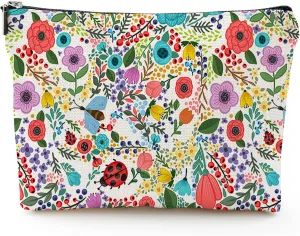 Makeup Bag Cosmetic Travel Makeup Bag Organizer Waterproof Makeup Pouch with Zipper Storage Cosmetic Pouch for Women 7x10in - Insect Garden