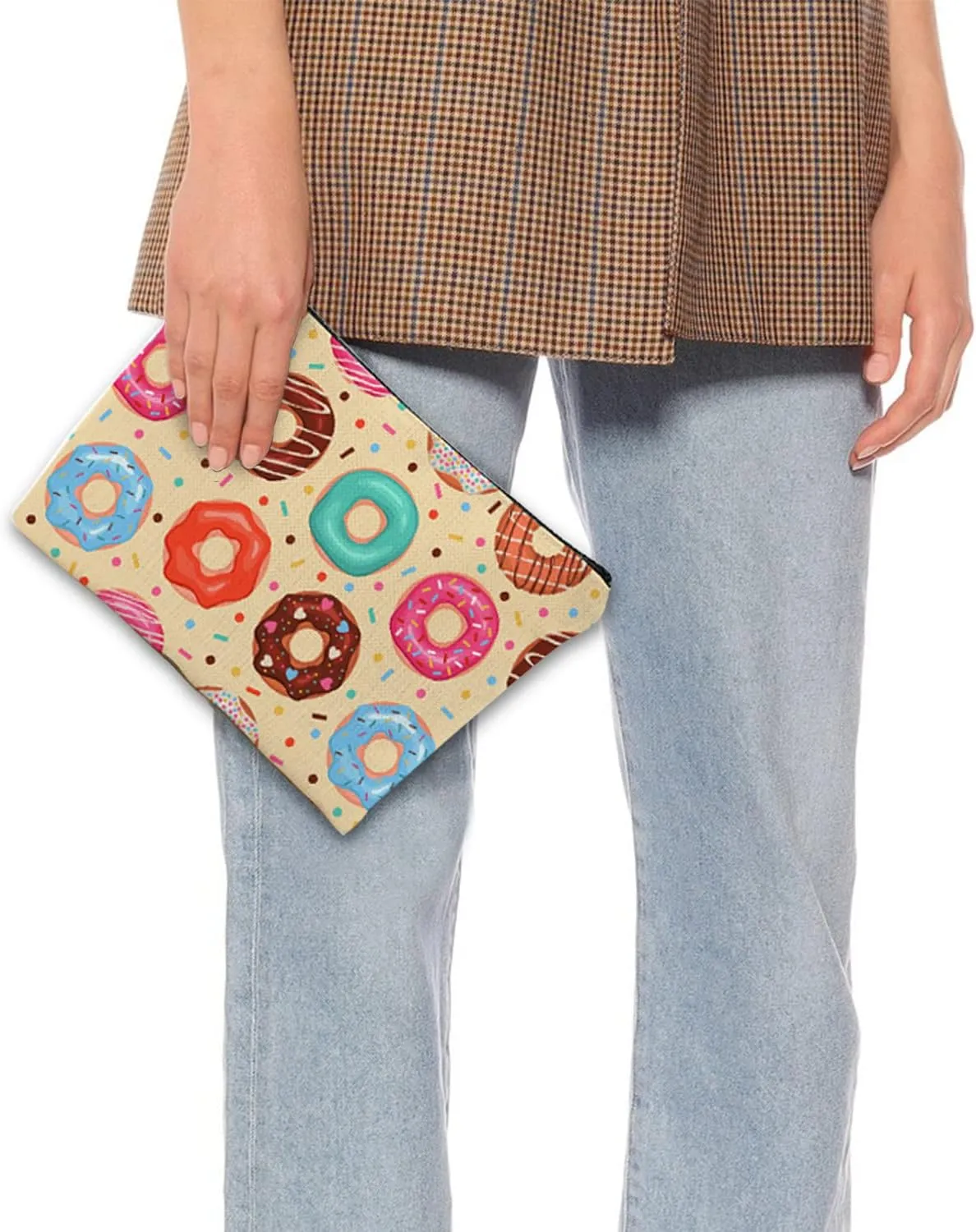 Makeup Bag for Women Travel Makeup Bag Large Cosmetic Bag Zipper Pouch Toiletry Bags Makeup Organizer Bag 7X10in - Cartoon Donut