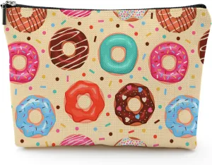 Makeup Bag for Women Travel Makeup Bag Large Cosmetic Bag Zipper Pouch Toiletry Bags Makeup Organizer Bag 7X10in - Cartoon Donut