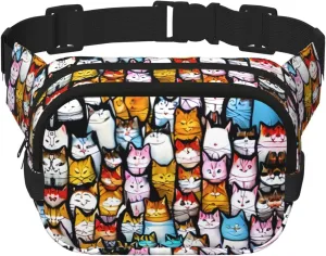 many cartoon cats print Womens Fanny Pack Everyday Hip Pouch Waist Bag for Travel Outdoor Running Hunting for Adult