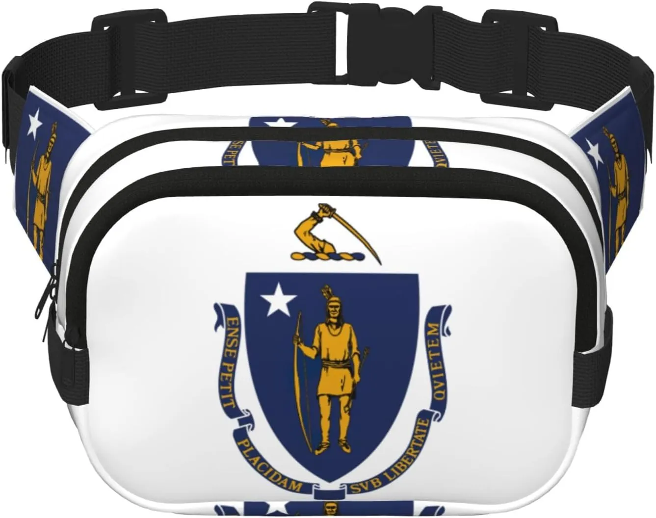 Massachusetts State Flag print Womens Fanny Pack Everyday Hip Pouch Waist Bag for Travel Outdoor Running Hunting for Adult