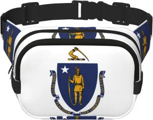 Massachusetts State Flag print Womens Fanny Pack Everyday Hip Pouch Waist Bag for Travel Outdoor Running Hunting for Adult