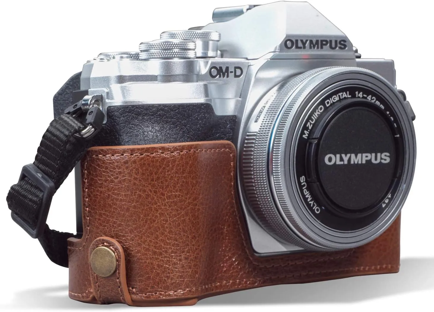 MegaGear Ever Ready Genuine Leather Camera Half Case compatible with Olympus OM-D E-M10 Mark IV