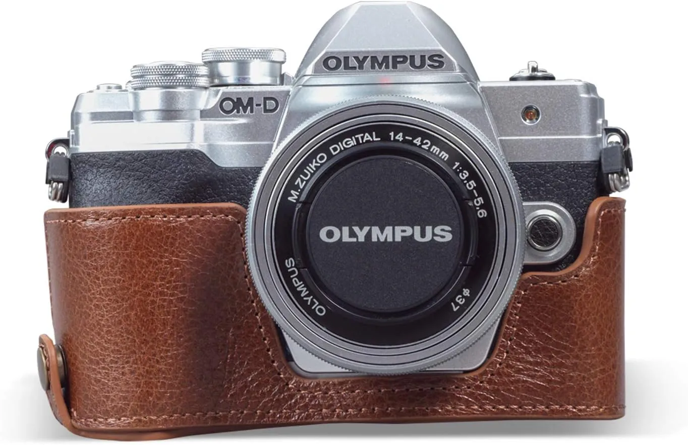 MegaGear Ever Ready Genuine Leather Camera Half Case compatible with Olympus OM-D E-M10 Mark IV