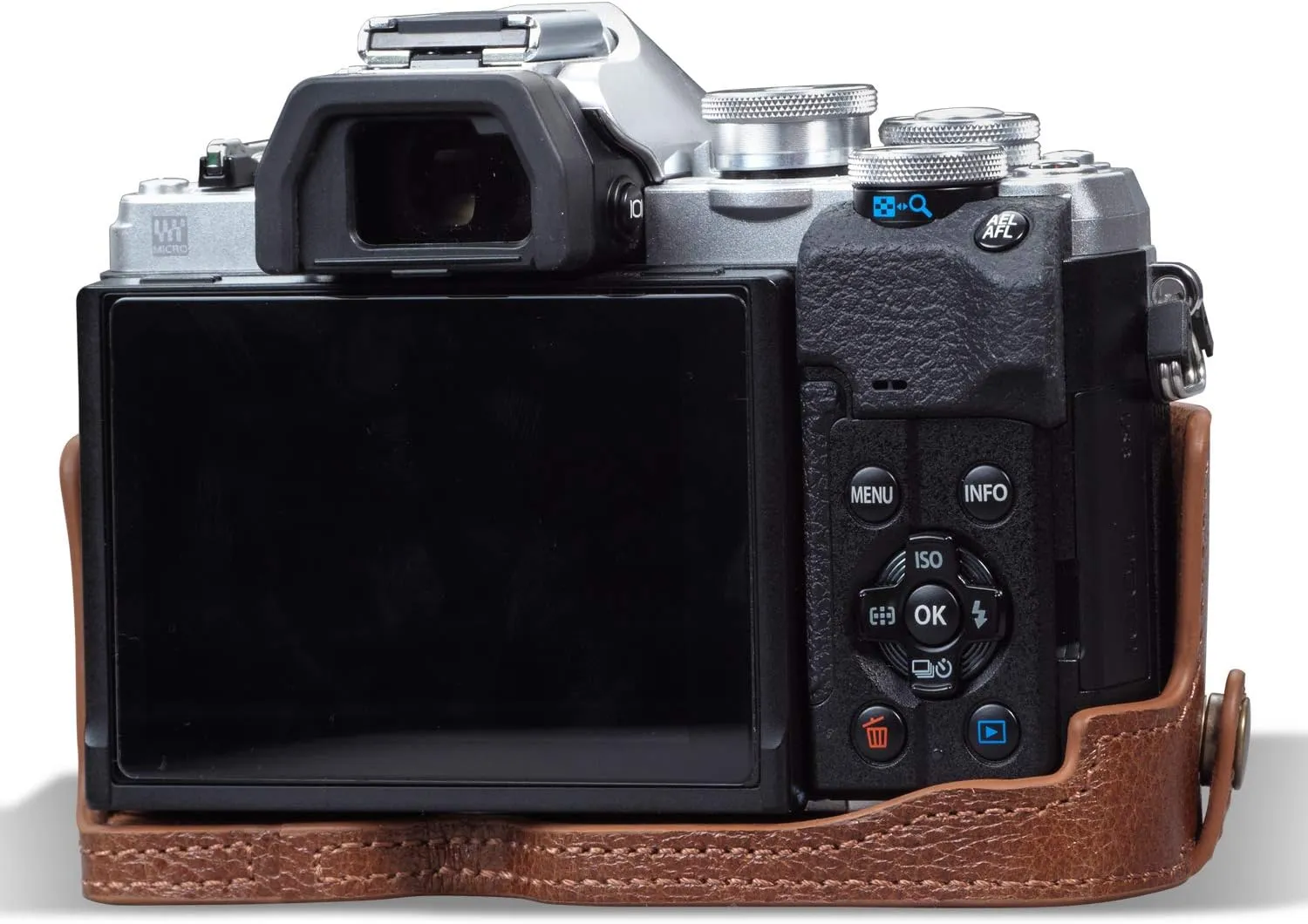 MegaGear Ever Ready Genuine Leather Camera Half Case compatible with Olympus OM-D E-M10 Mark IV
