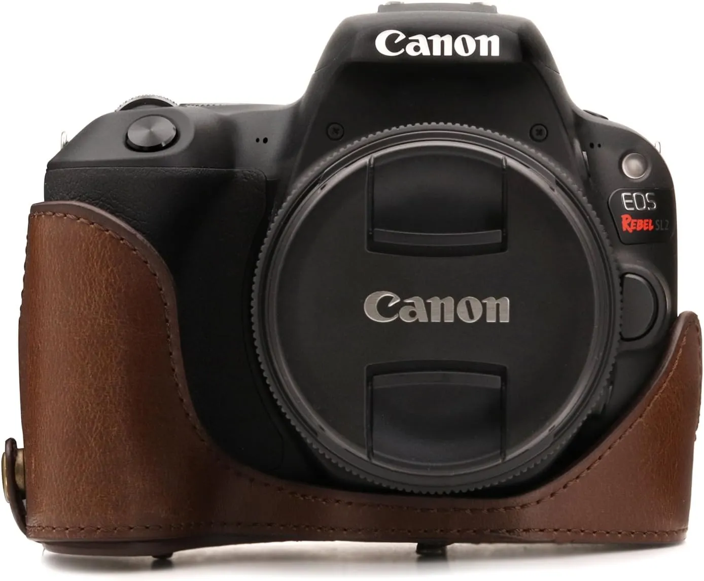 MegaGear Leather Camera Case Compatible with Canon EOS Rebel SL3, Kiss X10, Rebel SL2, Kiss X9 18-55mm Lens