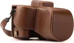 MegaGear Leather Camera Case Compatible with Canon EOS Rebel SL3, Kiss X10, Rebel SL2, Kiss X9 18-55mm Lens