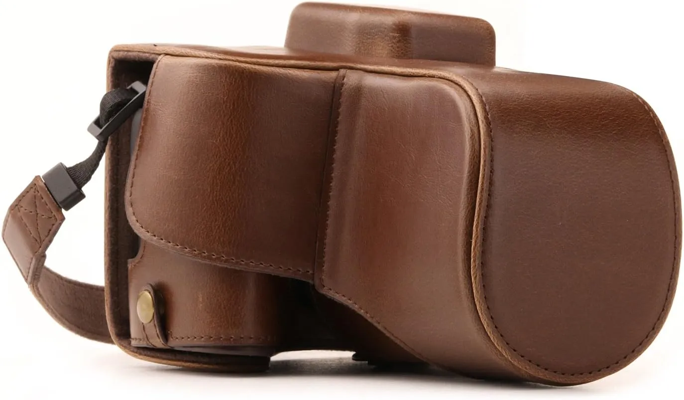 MegaGear Leather Camera Case Compatible with Canon EOS Rebel SL3, Kiss X10, Rebel SL2, Kiss X9 18-55mm Lens