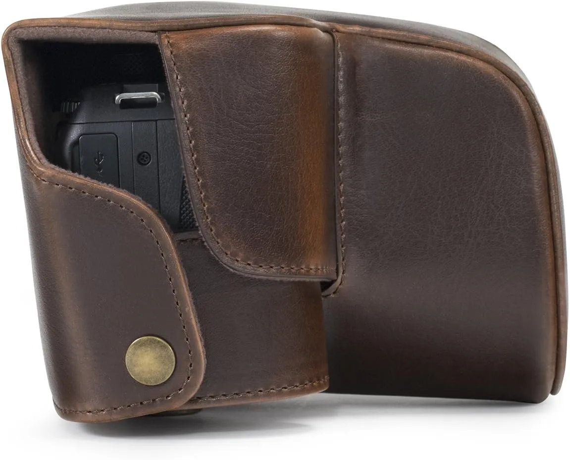 MegaGear Nikon Coolpix B700 Ever Ready Leather Camera Case and Strap - Dark Brown - MG921