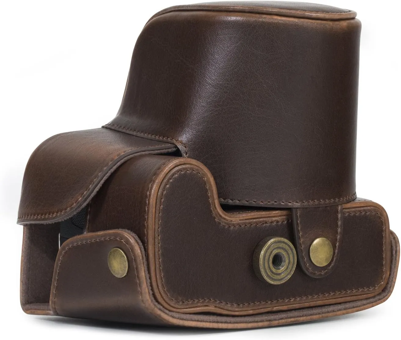 MegaGear Nikon Coolpix B700 Ever Ready Leather Camera Case and Strap - Dark Brown - MG921