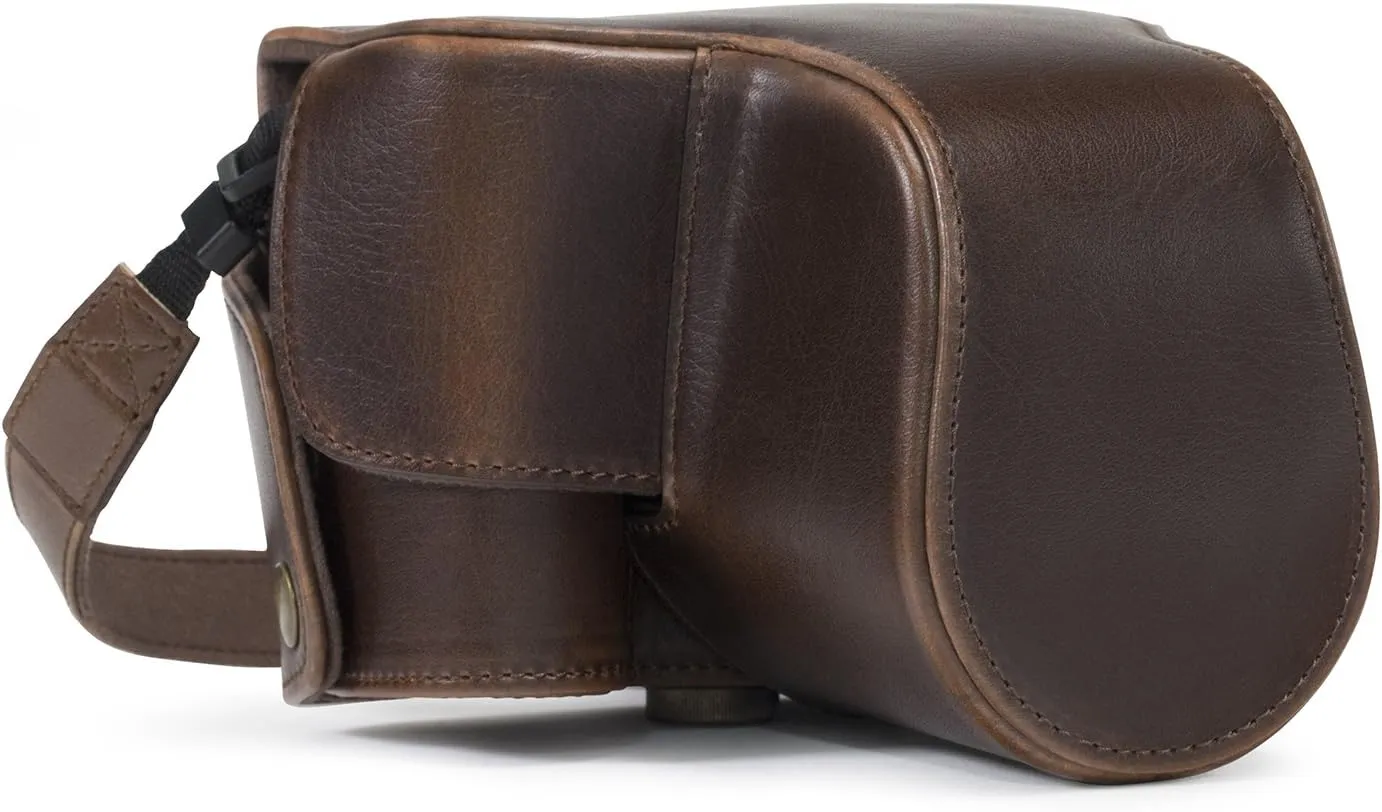 MegaGear Nikon Coolpix B700 Ever Ready Leather Camera Case and Strap - Dark Brown - MG921