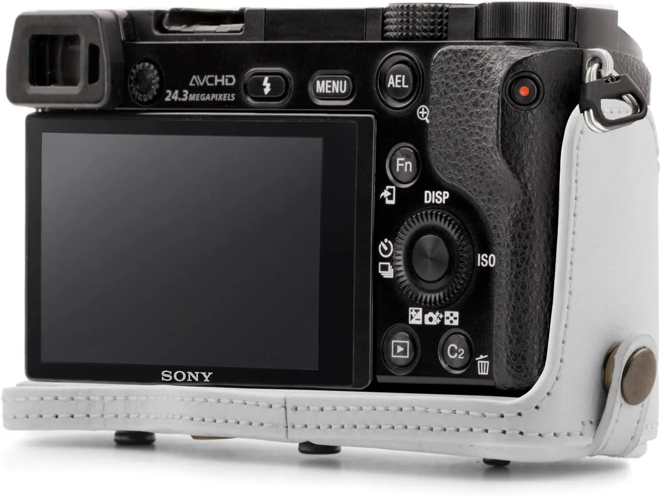MegaGear Sony Alpha A6300, A6000 (16-50 MM) Ever Ready Leather Camera Case With Strap - White - MG864