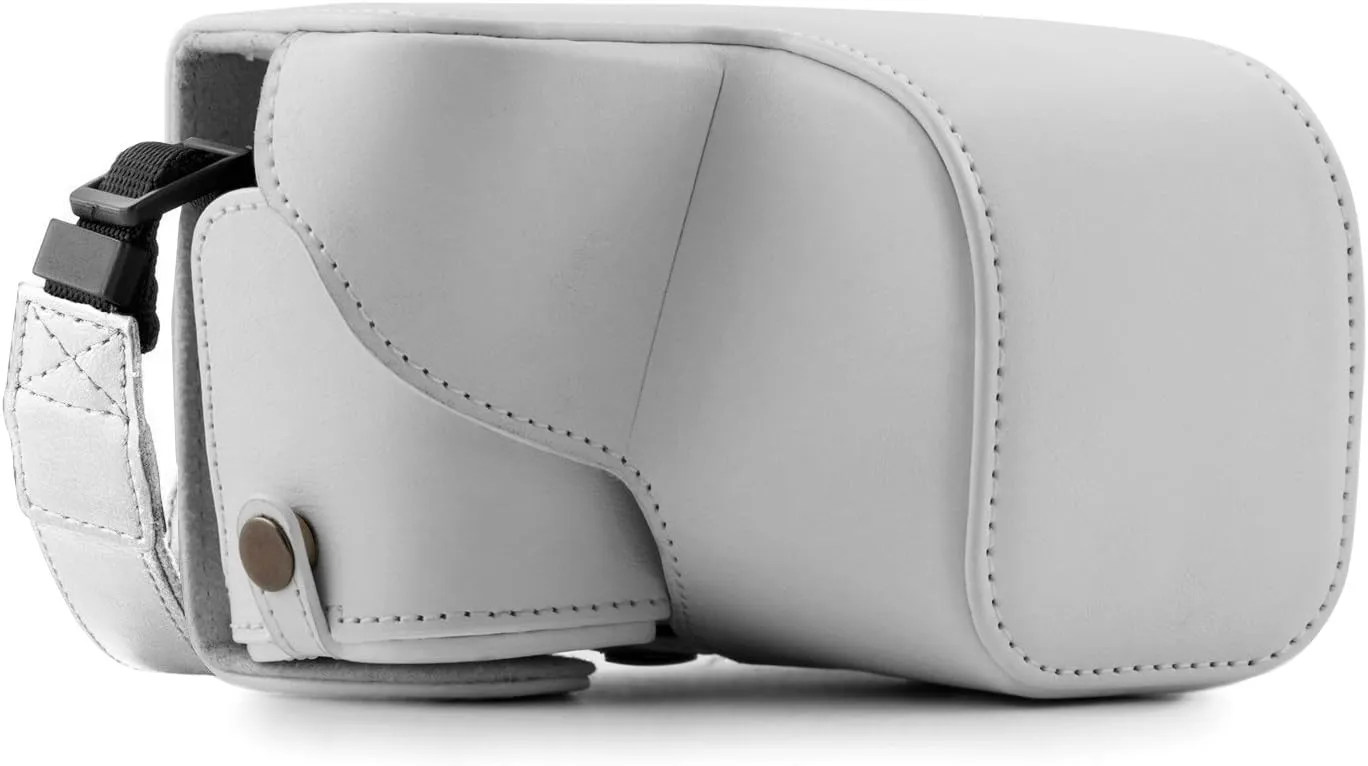 MegaGear Sony Alpha A6300, A6000 (16-50 MM) Ever Ready Leather Camera Case With Strap - White - MG864
