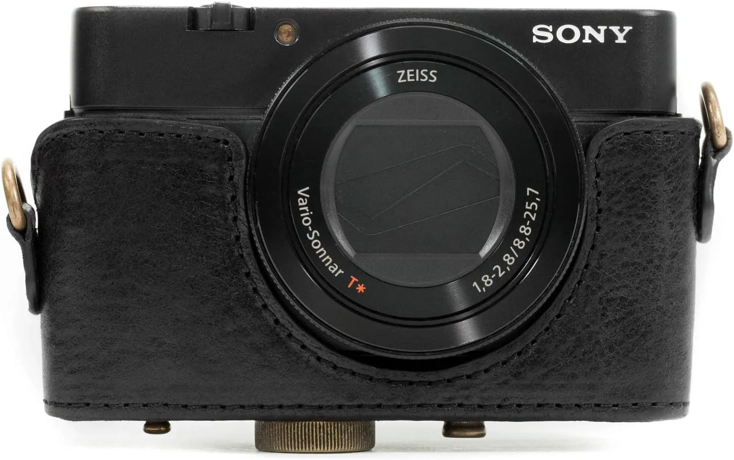 MegaGear Sony Cyber-Shot DSC-RX100 VI, V, IV Genuine Leather Camera Case with Strap - Black