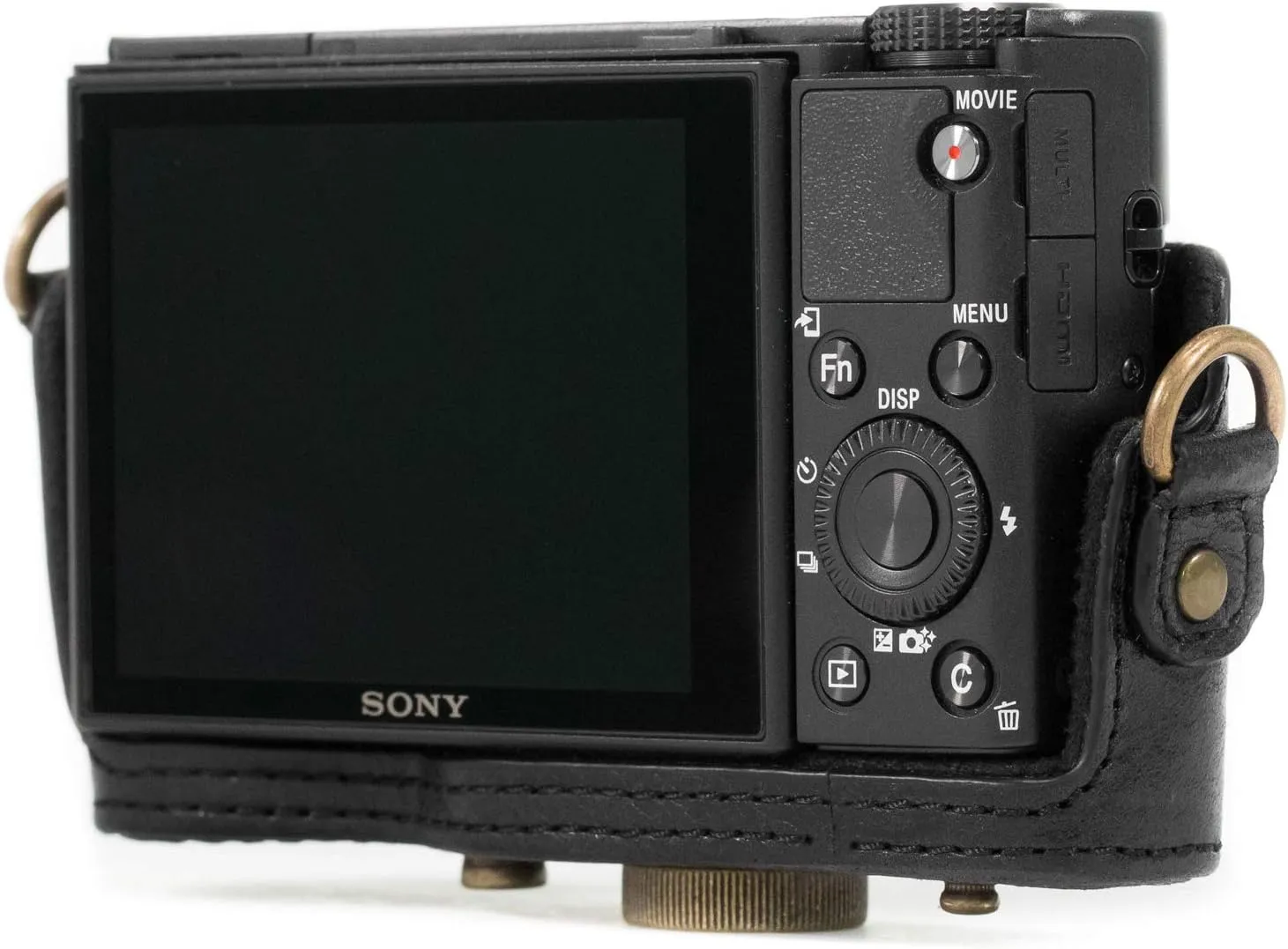 MegaGear Sony Cyber-Shot DSC-RX100 VI, V, IV Genuine Leather Camera Case with Strap - Black