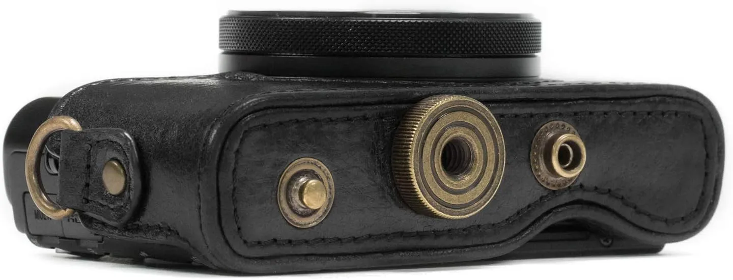 MegaGear Sony Cyber-Shot DSC-RX100 VI, V, IV Genuine Leather Camera Case with Strap - Black