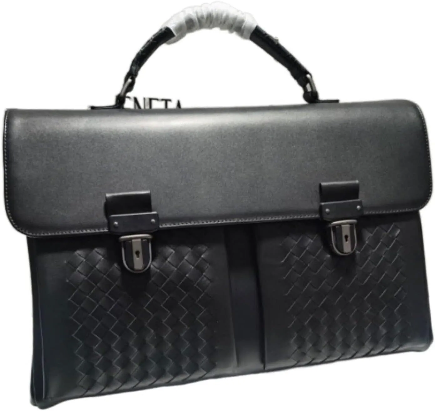 Mens Business Briefcase, Large Capacity Leather Messenger Shoulder Bag for Work & Travel (Black)