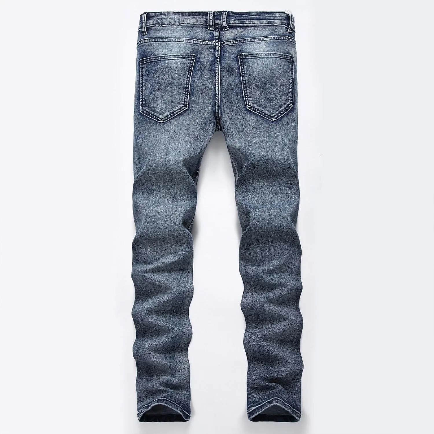 Mens Jeans Skinny-Fit Fashion Ripped Denim Pants Casual Fashion Slacks Stretch Straight Legs Cotton Work Trousers