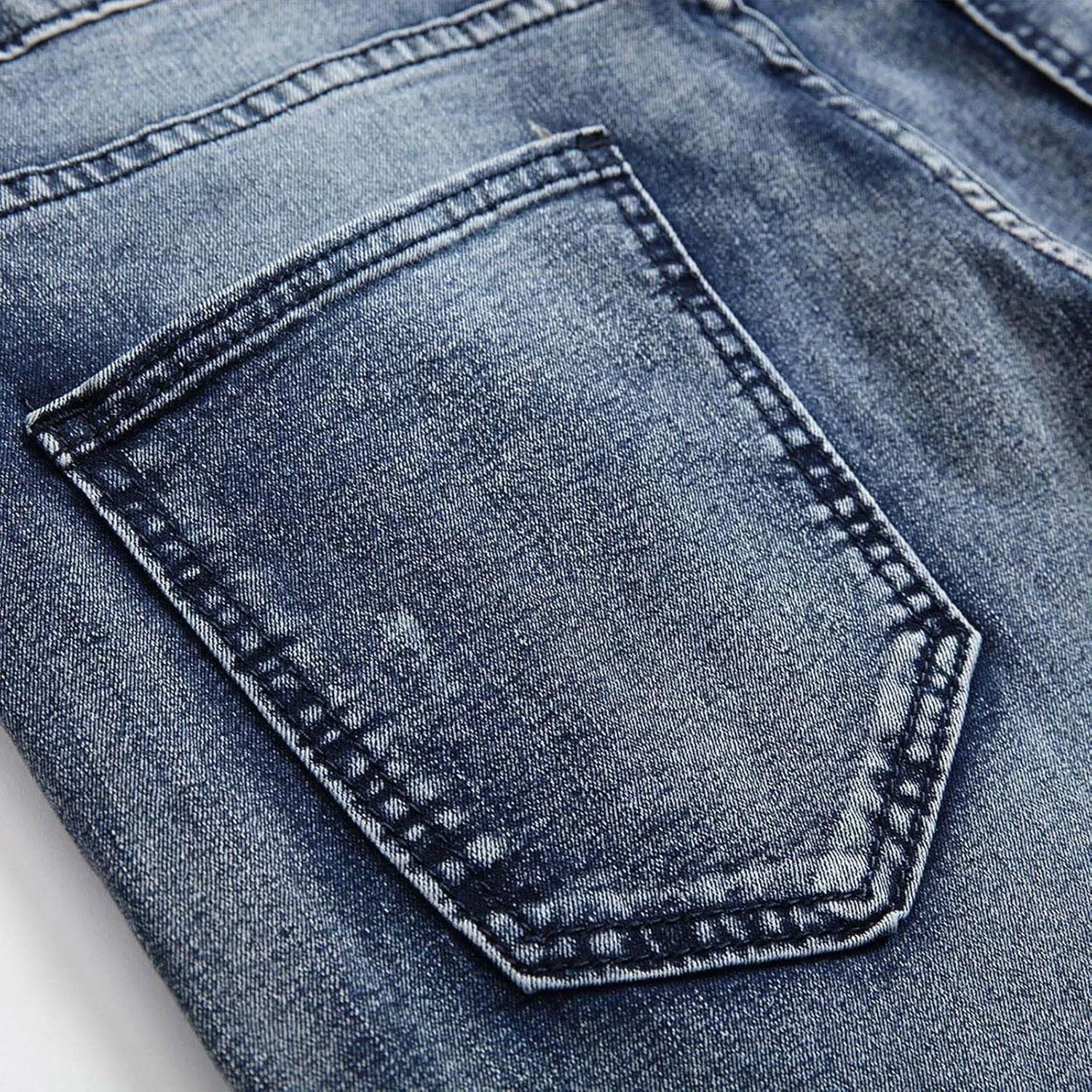 Mens Jeans Skinny-Fit Fashion Ripped Denim Pants Casual Fashion Slacks Stretch Straight Legs Cotton Work Trousers