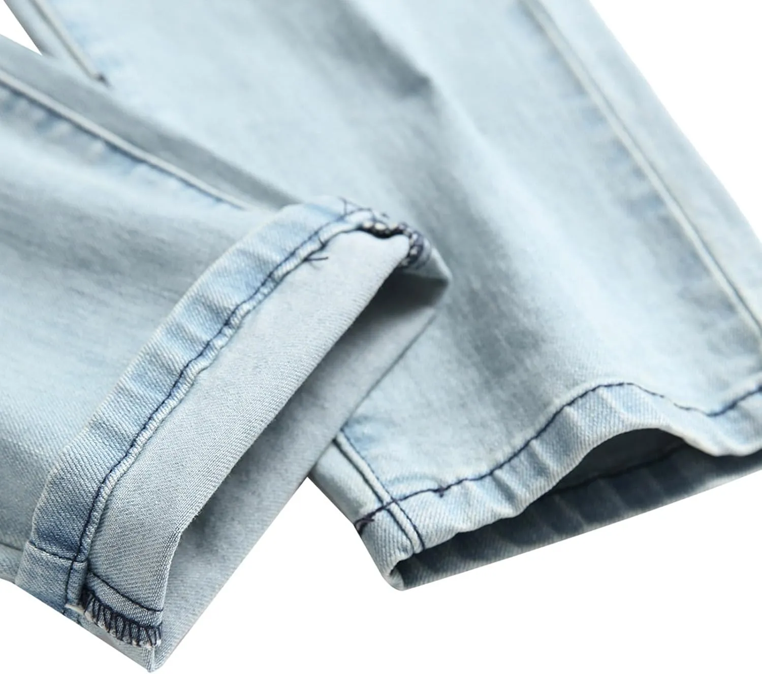 Mens Jeans Skinny-Fit Fashion Ripped Denim Pants Casual Fashion Slacks Stretch Straight Legs Cotton Work Trousers