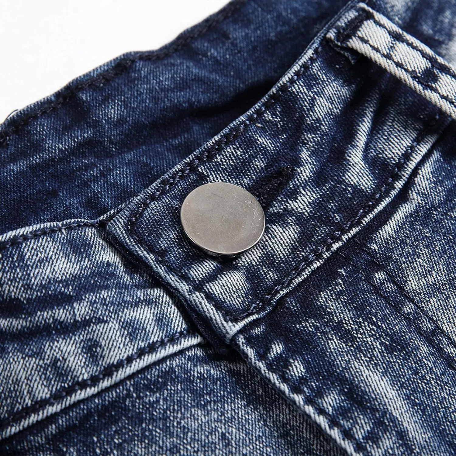 Mens Jeans Skinny-Fit Fashion Ripped Denim Pants Casual Fashion Slacks Stretch Straight Legs Cotton Work Trousers