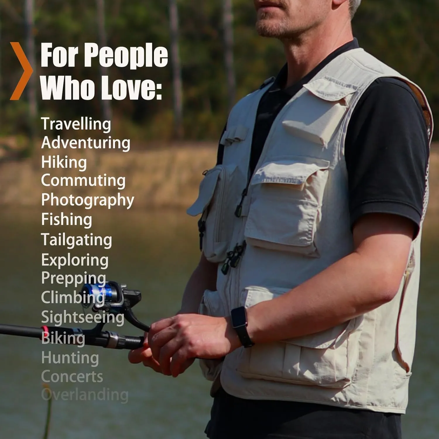 Mens Lightweight Safari Travel Fishing Photography Outdoor Work Cargo Vest with Pockets