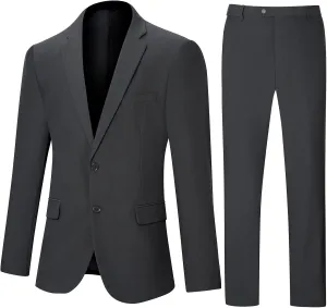 Men's Suit Slim Fit 2 Piece Suits for Men, Two Button Blazer Jacket Pants Set with Tie for Wedding Business Dinner