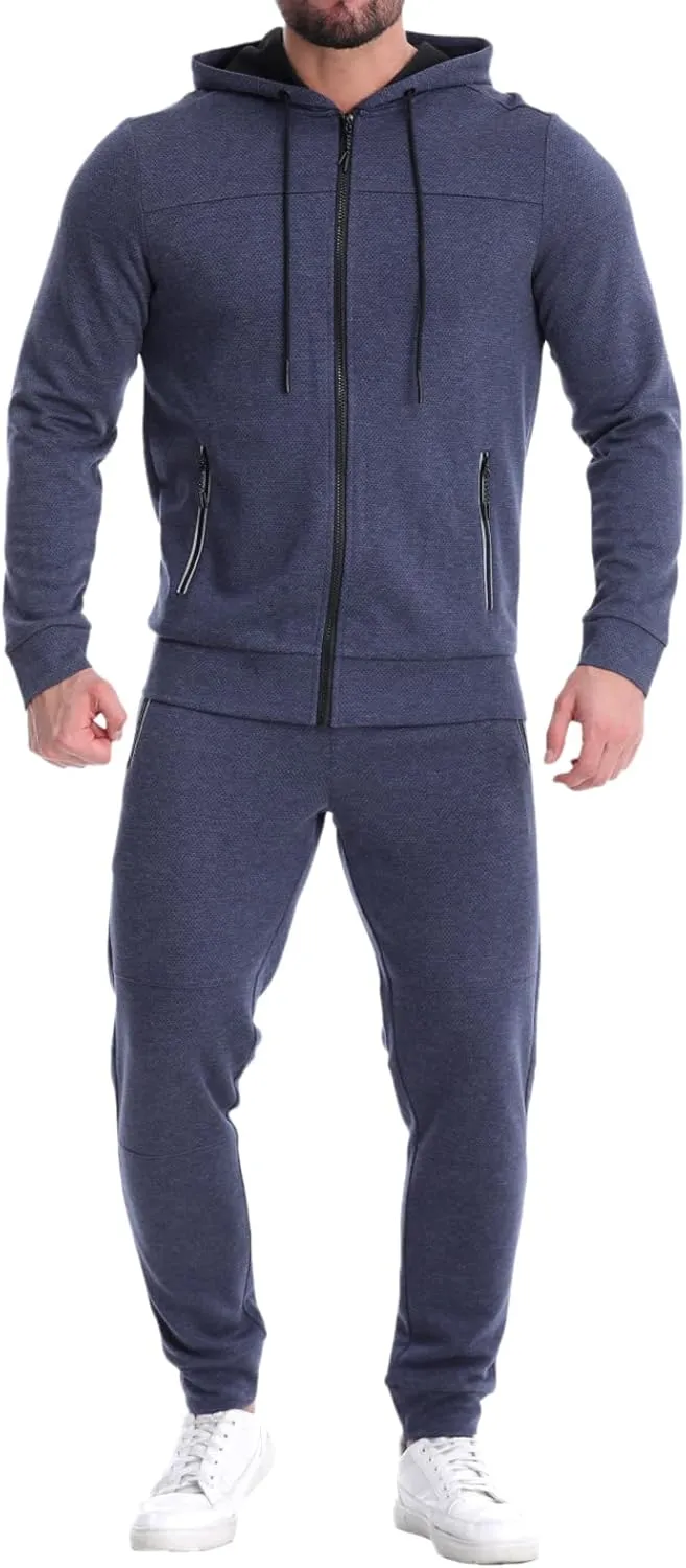 Mens Tracksuit 2 Piece Set Casual Sweatsuits Full Zip Track Suits Jogging Athletic Suit Sets