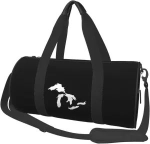 Michigan Great Lakes State Map Convertible Garment Bag with Shoulder Strap, Carry on Garment Duffel Bag for Men Women - Rolling Foldable for Travel Luggage Bags (Black)