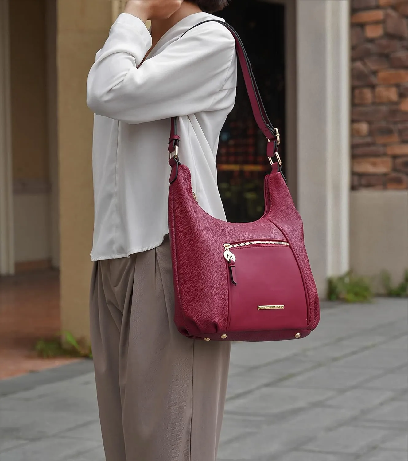 MKF Collection Crossbody Bag for Women  PU Leather Hobo Handbag  Designer Side Messenger Purse, Shoulder Crossover
