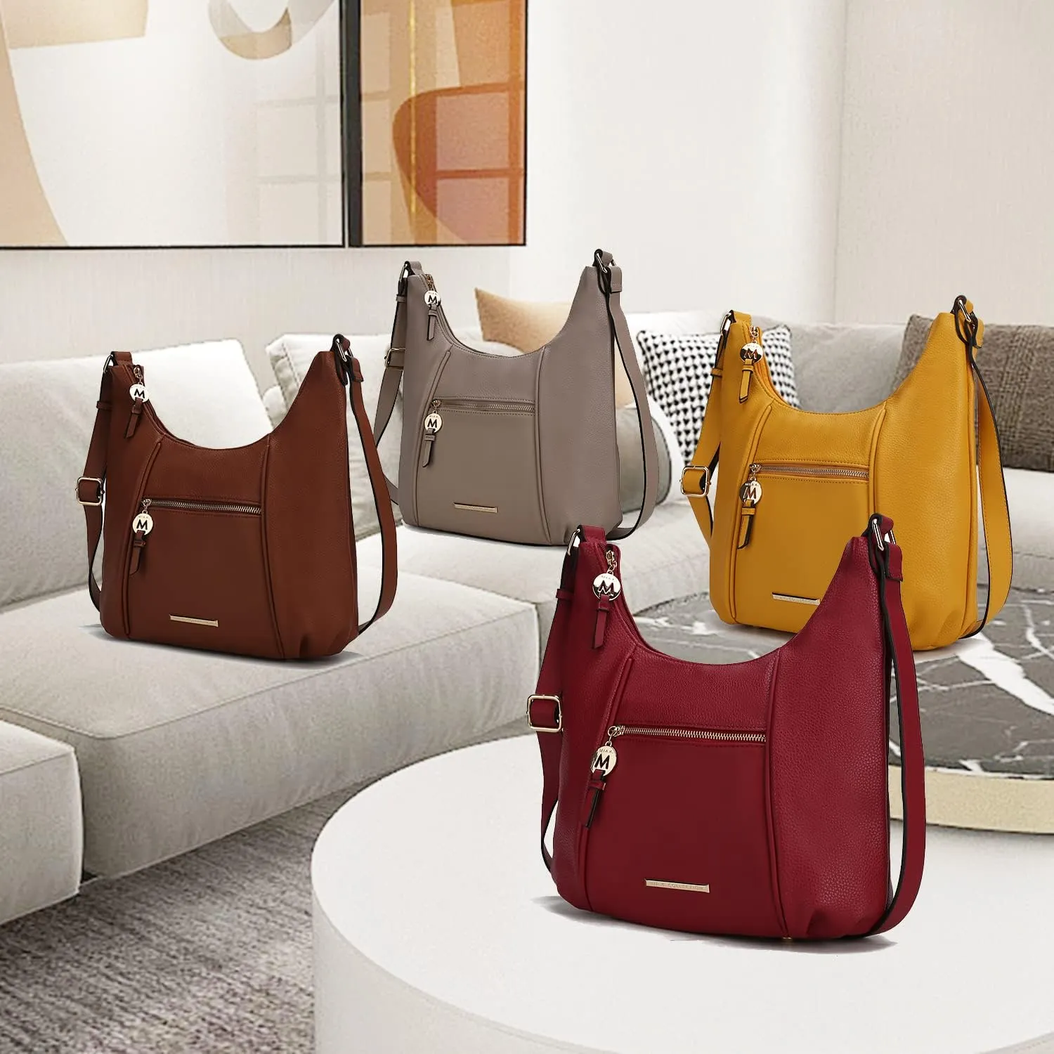 MKF Collection Crossbody Bag for Women  PU Leather Hobo Handbag  Designer Side Messenger Purse, Shoulder Crossover