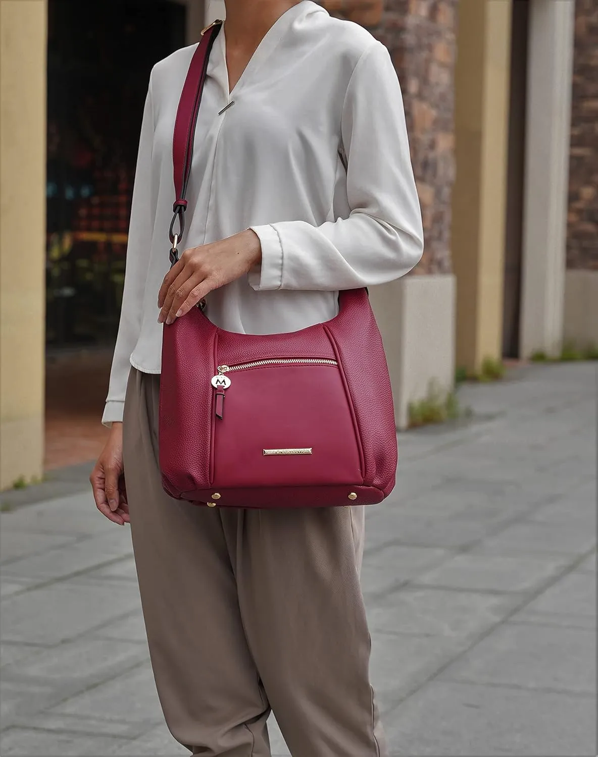 MKF Collection Crossbody Bag for Women  PU Leather Hobo Handbag  Designer Side Messenger Purse, Shoulder Crossover
