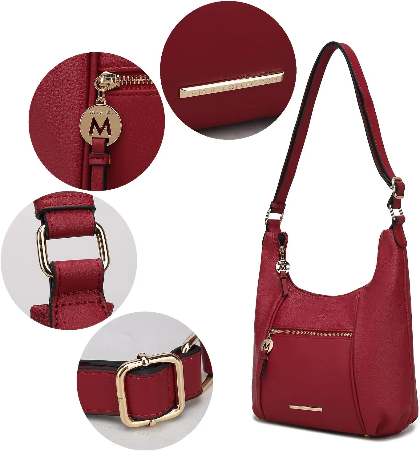 MKF Collection Crossbody Bag for Women  PU Leather Hobo Handbag  Designer Side Messenger Purse, Shoulder Crossover