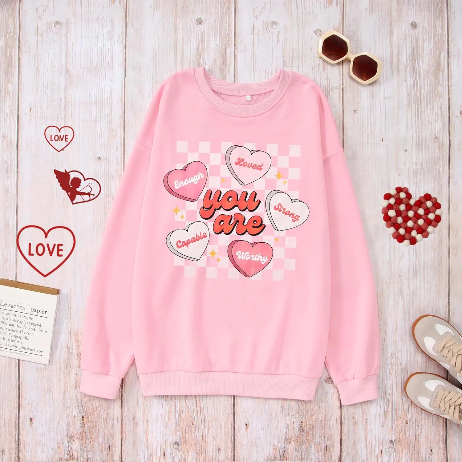 MODNTOGA Women's Valentine Sweatshirt Love Graphic Crewneck Tops You Are Letter Print Long Sleeve Pullover Sweatshirt