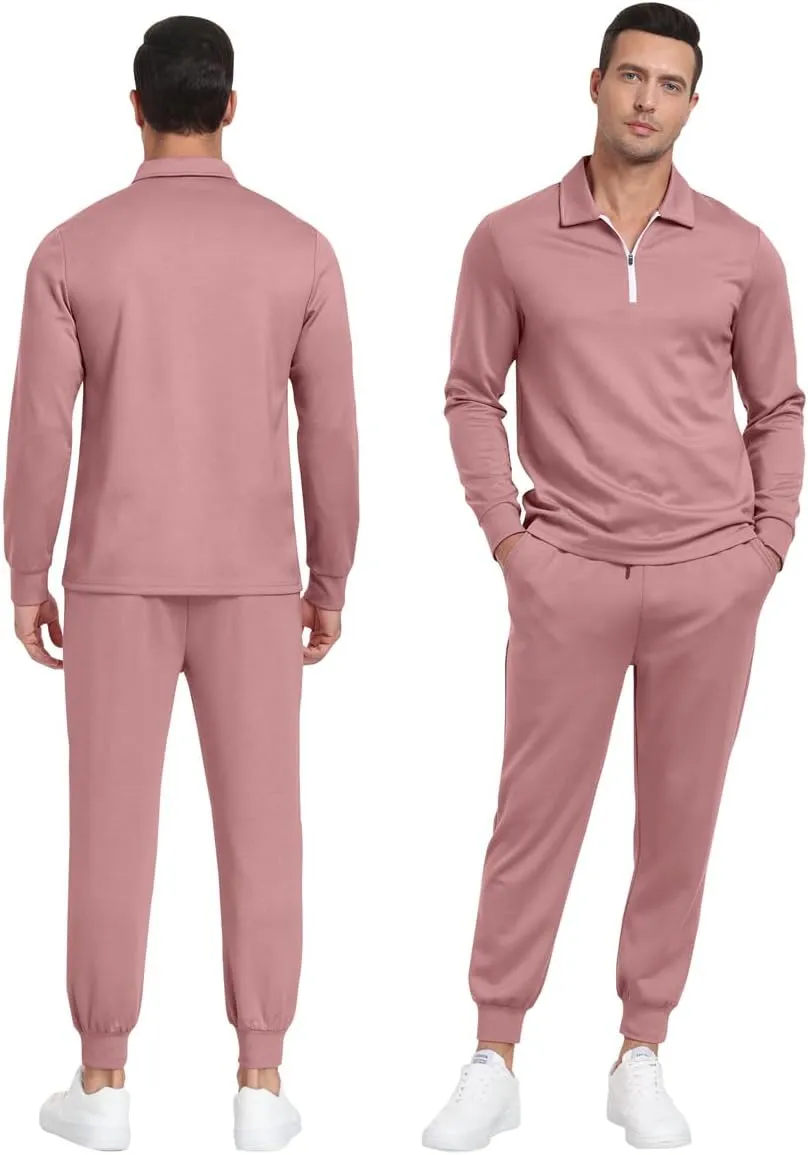 MoFiz Men's Tracksuit 2 Piece Sweatsuit Track Suit 1/4 Zip Long Sleeve Tops Jogging Pants Casual Outfits For Men