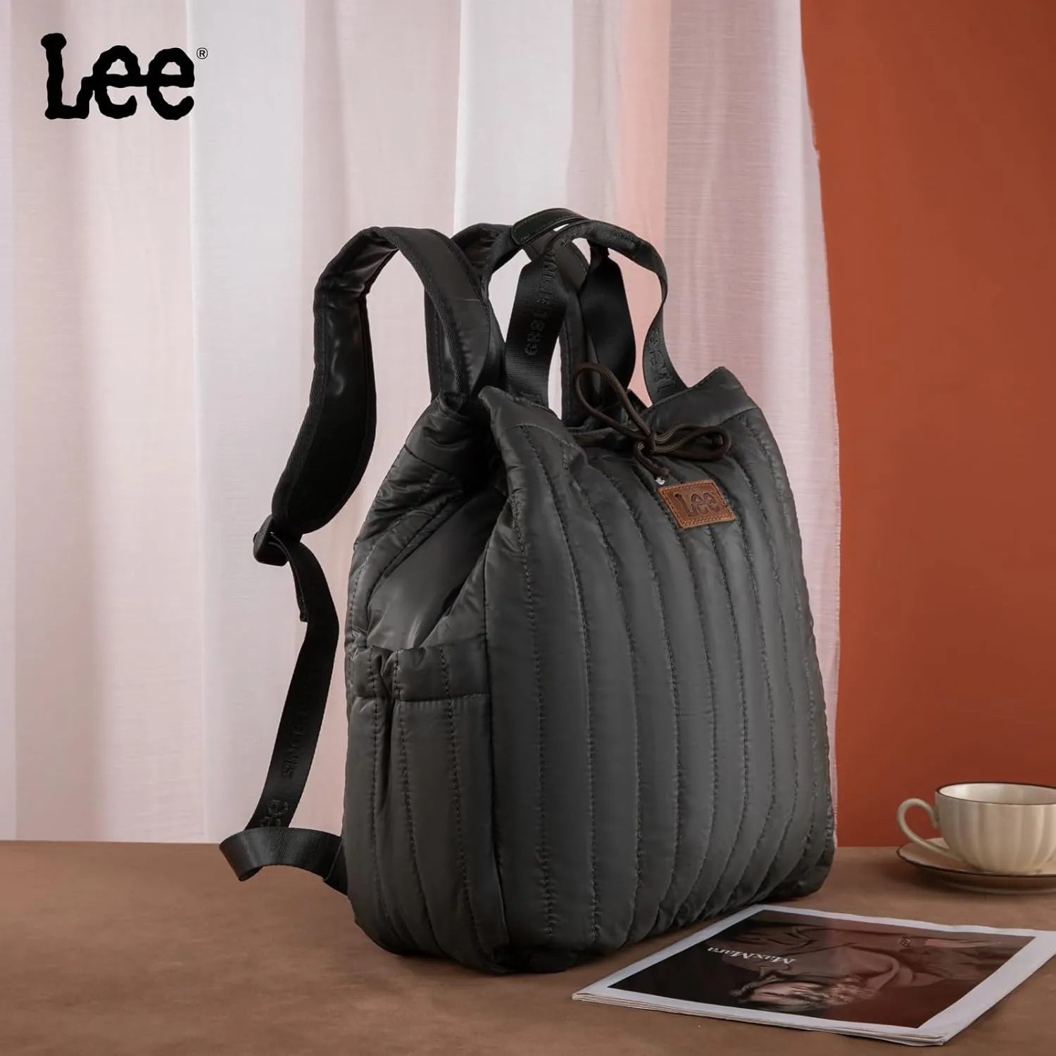 Montana West x Lee Puffer Backpack Purse for Women Quilted Travel Fashion Backpack Daypack Ladies Casual Drawstring Bag Dark Green