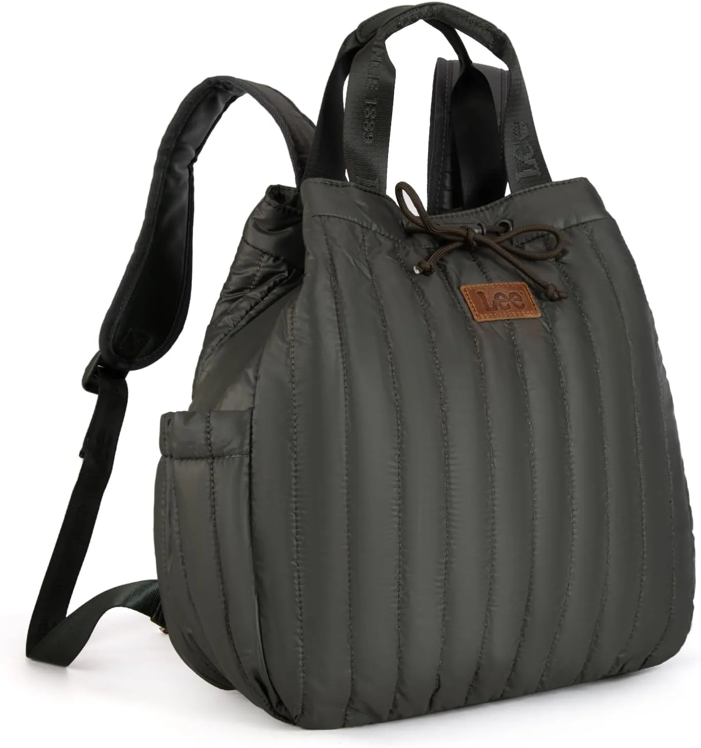 Montana West x Lee Puffer Backpack Purse for Women Quilted Travel Fashion Backpack Daypack Ladies Casual Drawstring Bag Dark Green