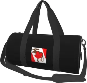 Moose and Canadian Flag Greek Convertible Garment Bag with Shoulder Strap, Carry on Garment Duffel Bag for Men Women - Rolling Foldable for Travel Luggage Bags (Black)