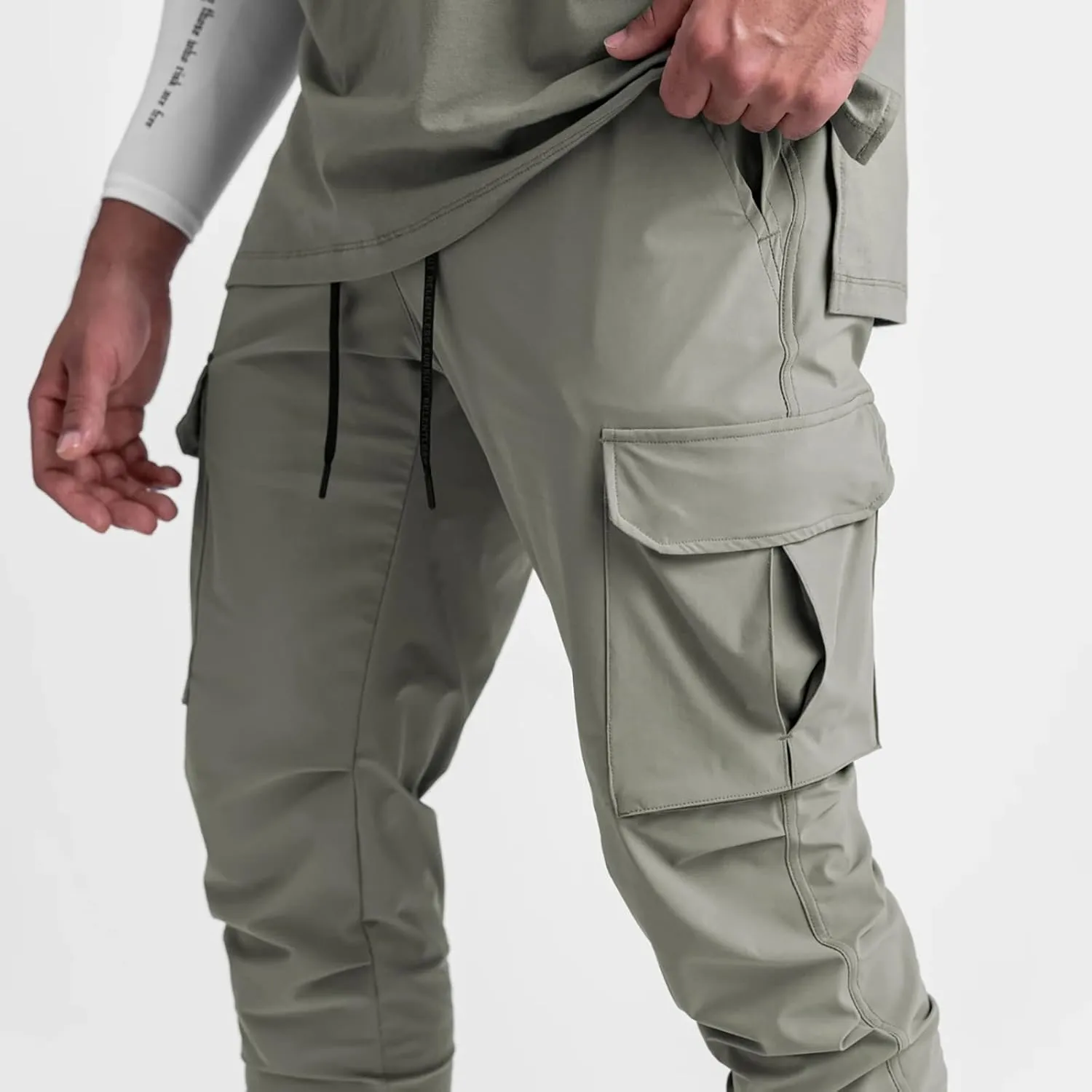 Muscularfit Men's Pants Slim Fit Drawstring Solid Multi Pockets Cargo Pants for Men Fashion Outdoor Casual Jogger Sweatpants