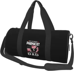 My Favorite Pharmacist Calls Me Dad Convertible Garment Bag with Shoulder Strap, Carry on Garment Duffel Bag for Men Women - Rolling Foldable for Travel Luggage Bags (Black)