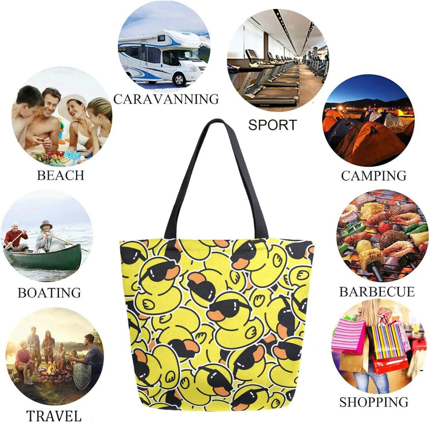 Naanle Cute Pattern Print Big Hand Bag Extra Large Shoulder Tote Bag for Beach Travel Weekender Gym Grocery Shopping