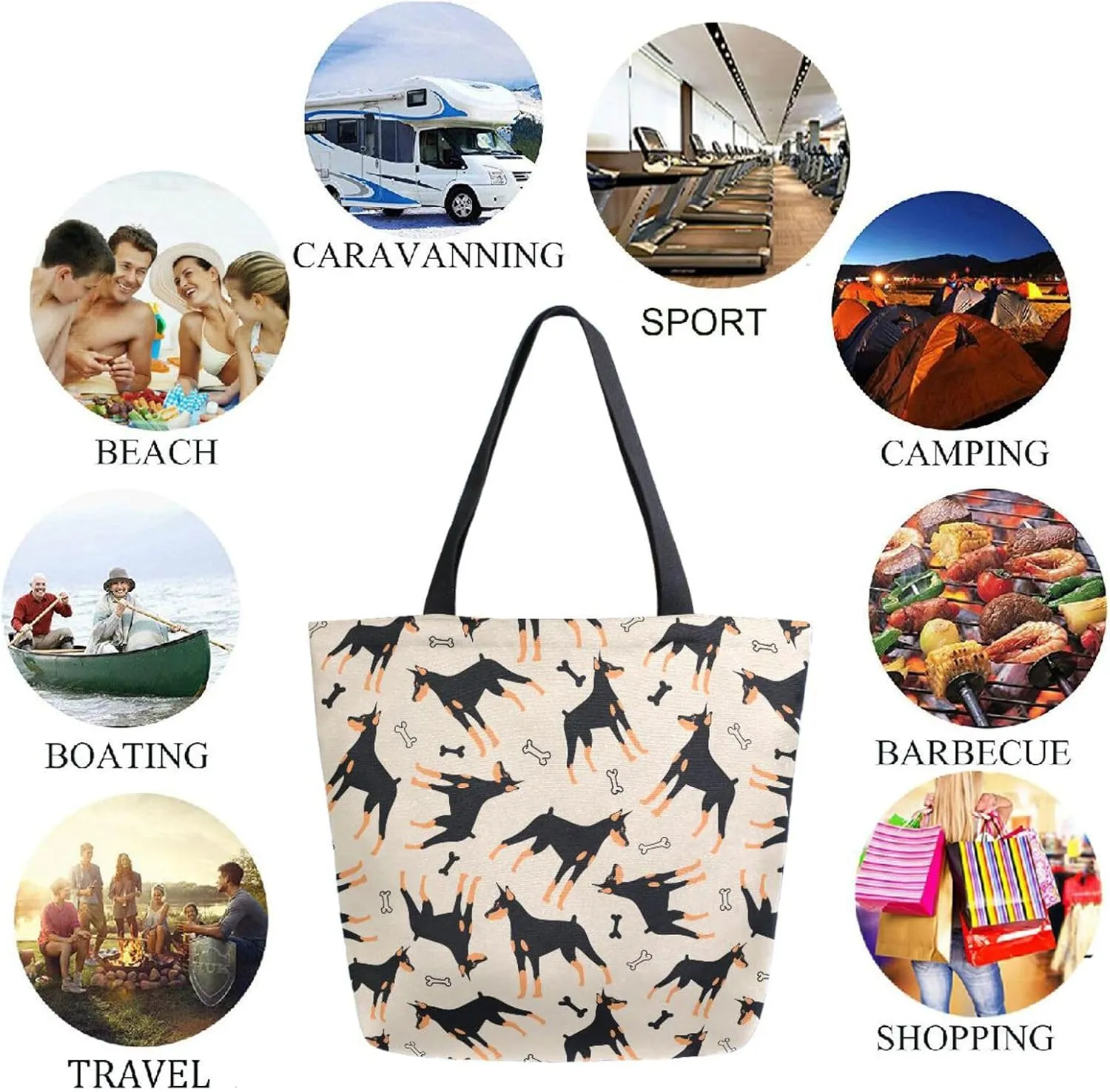 Naanle Cute Pattern Print Big Hand Bag Extra Large Shoulder Tote Bag for Beach Travel Weekender Gym Grocery Shopping