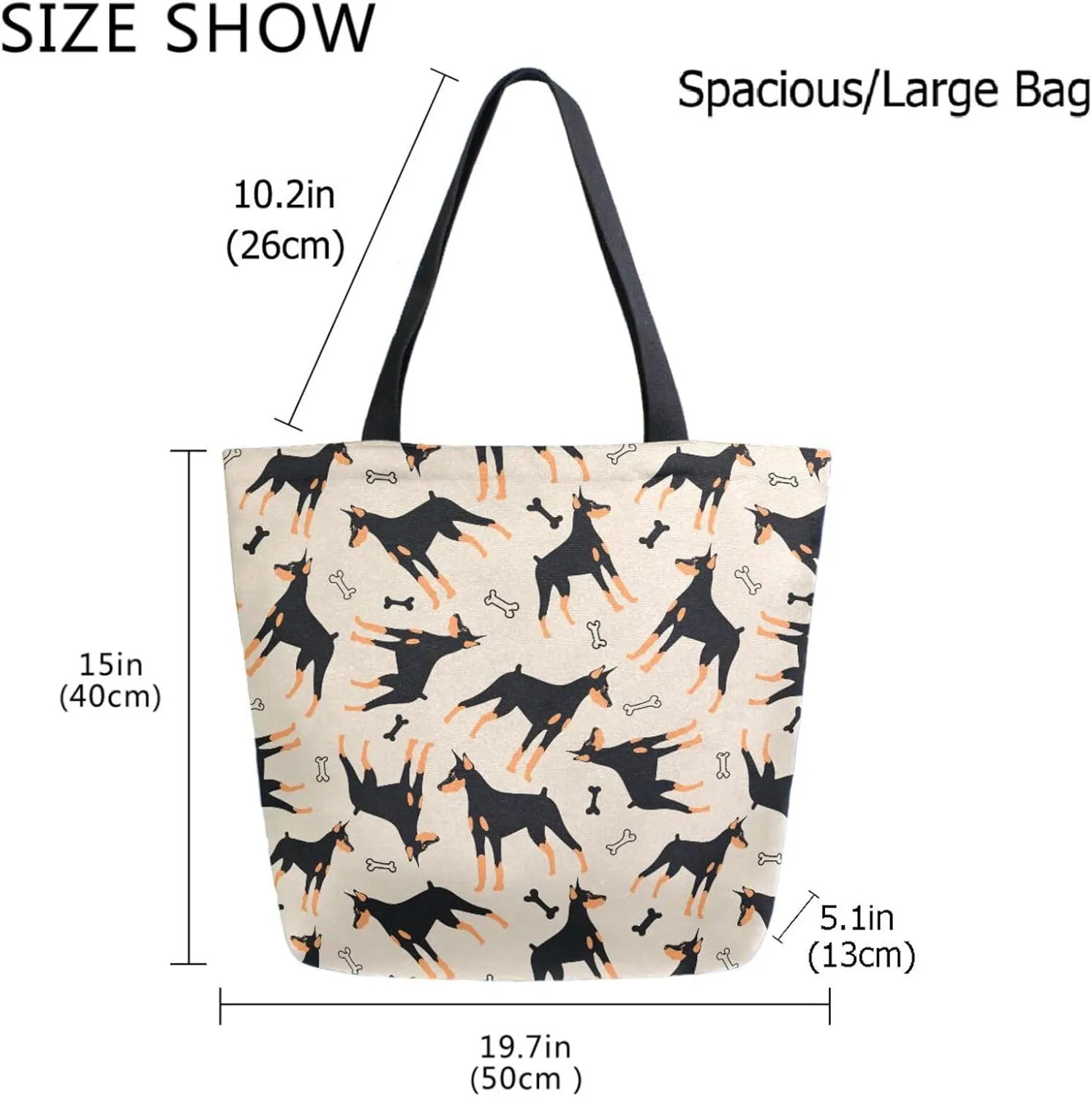 Naanle Cute Pattern Print Big Hand Bag Extra Large Shoulder Tote Bag for Beach Travel Weekender Gym Grocery Shopping