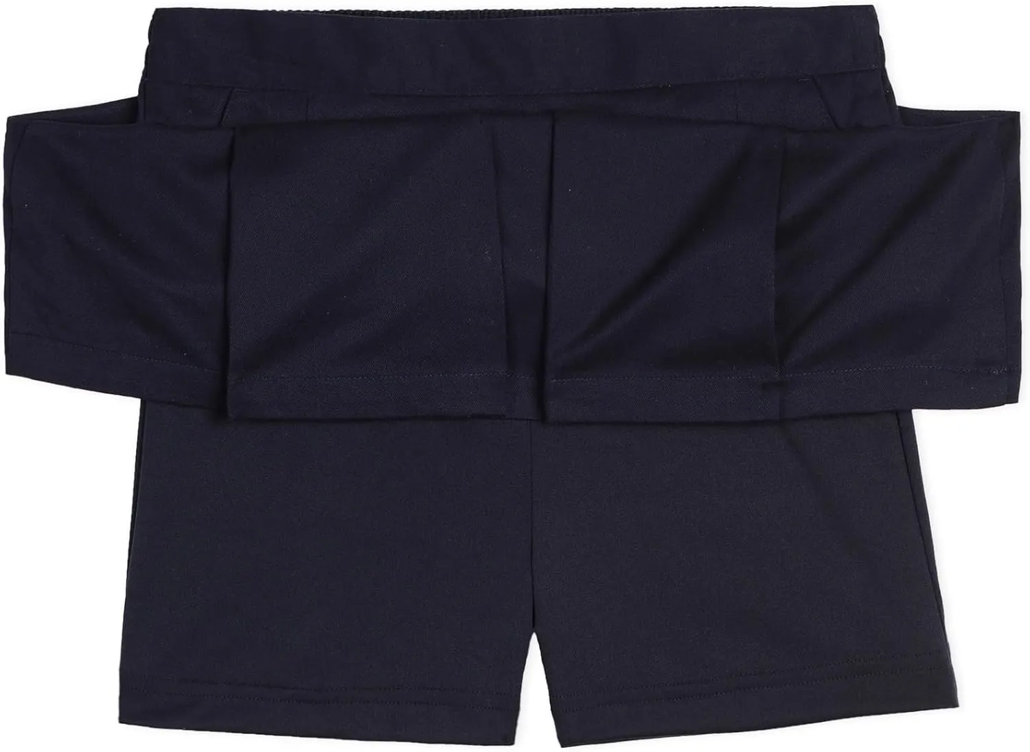 Nautica Girls' School Uniform Pleated Pull-on Scooter Skirt with Undershorts, Knit Waistband