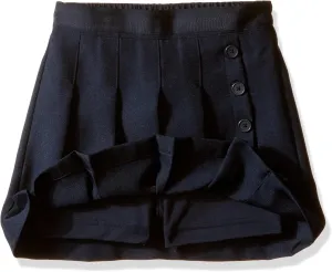 Nautica Girls' School Uniform Pleated Pull-on Scooter Skirt with Undershorts, Knit Waistband